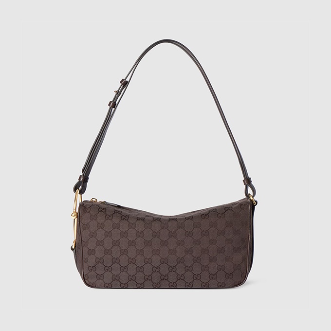 gucci half softbit large gg canvas leather shoulder bag #862530